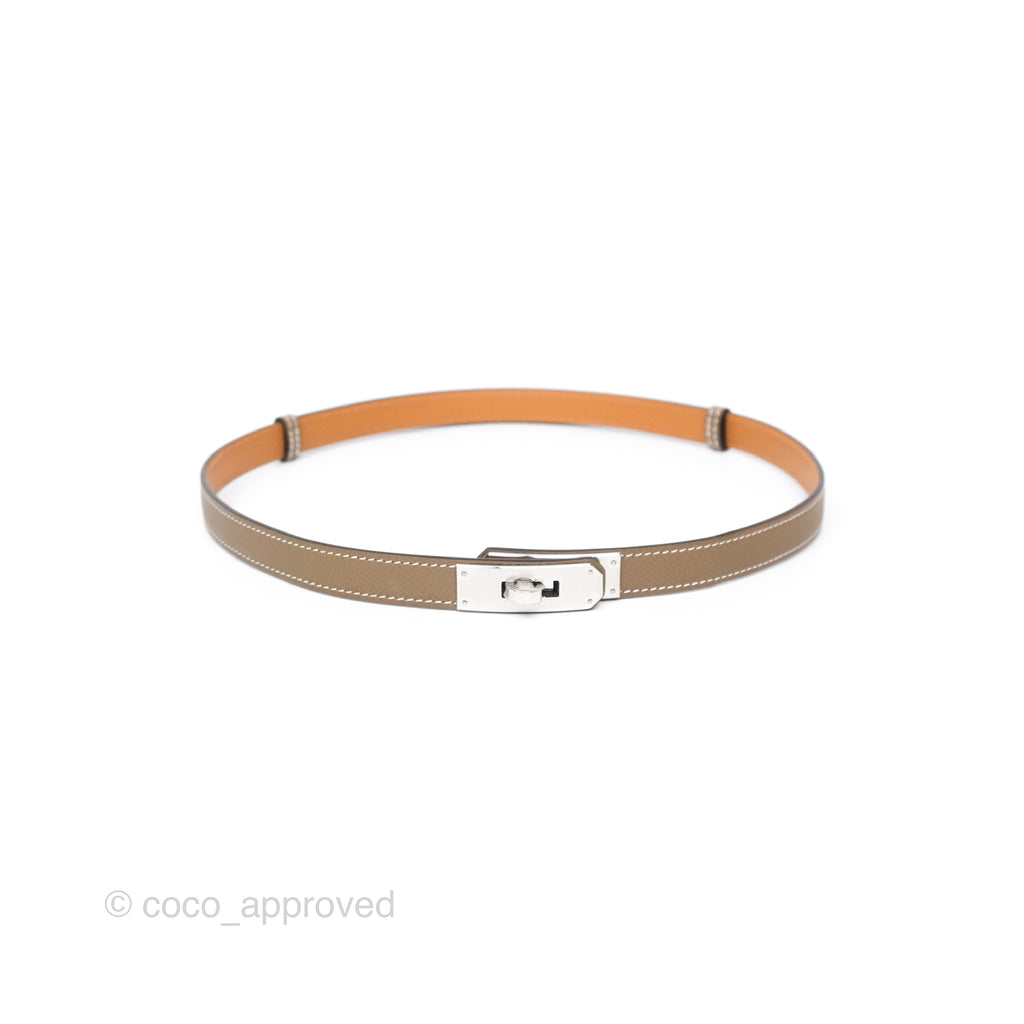 Hermès Kelly Buckle Belt Etoupe Epsom Palladium Hardware