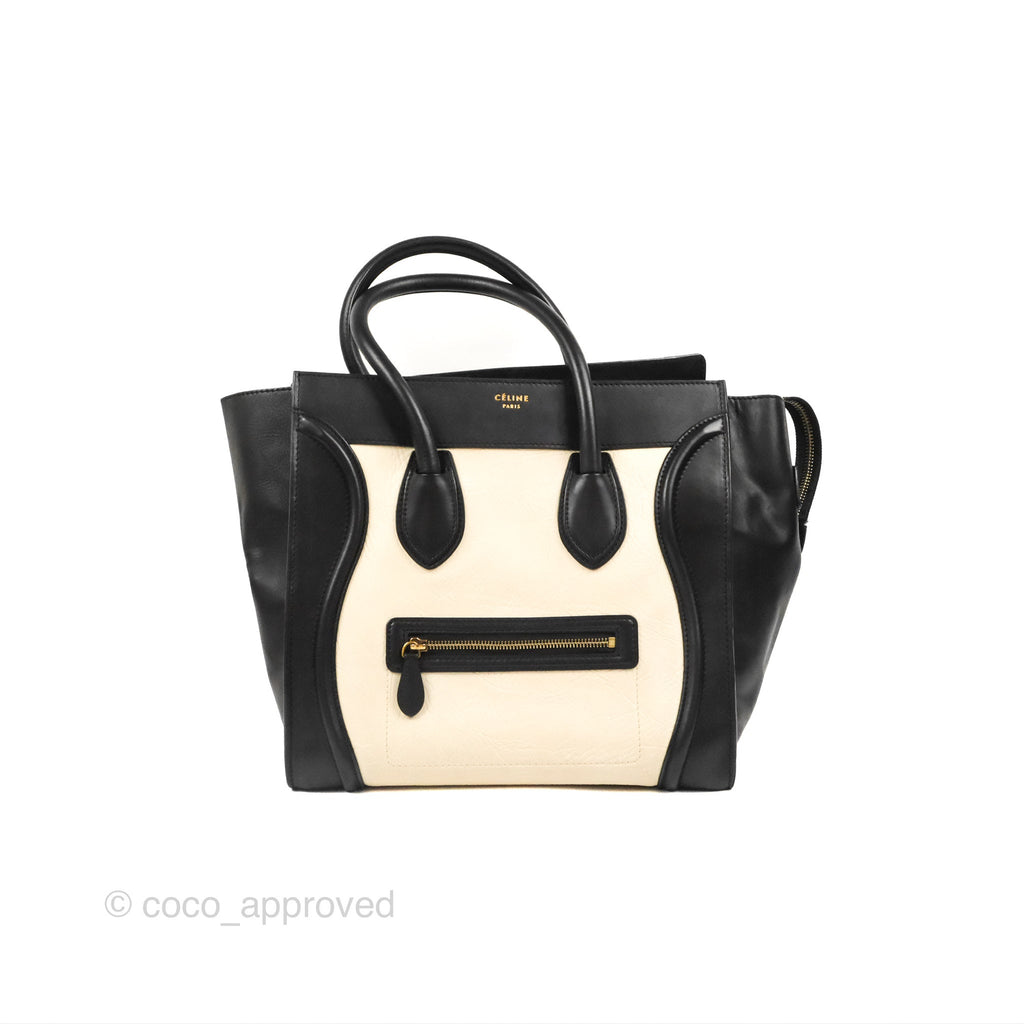 Celine Mini Luggage Bag Black/White Aged Calfskin