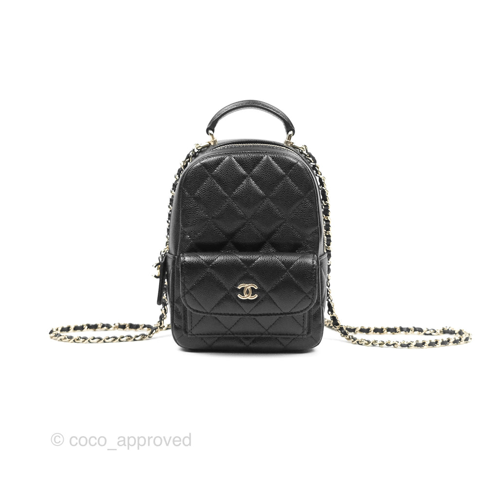 Chanel Classic Mini Backpack Black Caviar Gold Hardware