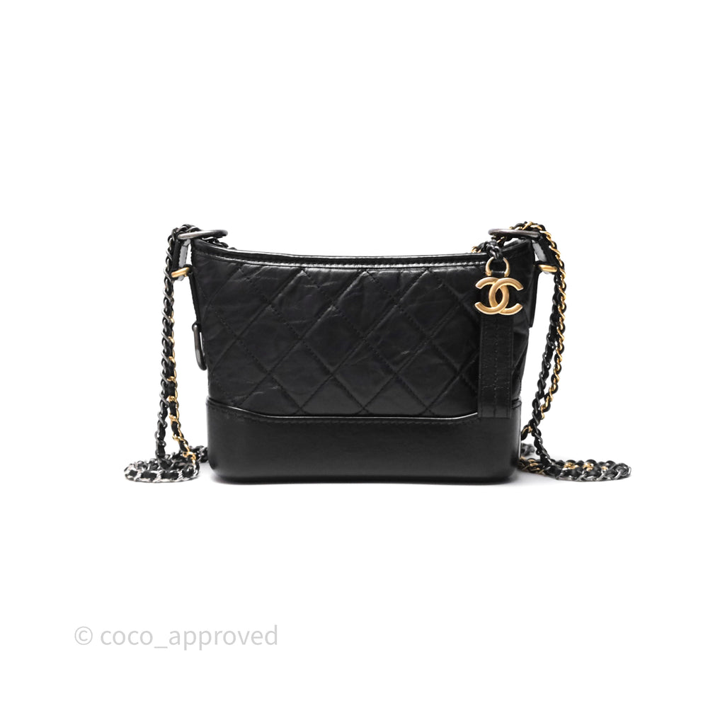 Chanel Small Gabrielle Hobo Quilted Black Aged Calfskin