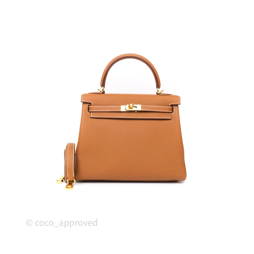 Hermès Kelly Retourne 25 Gold Togo Gold Hardware