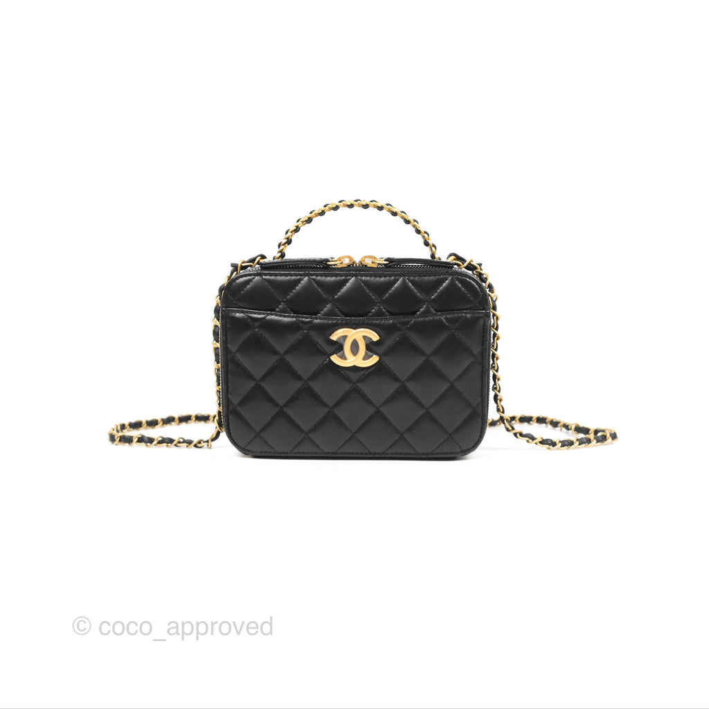 Chanel Pick Me Up Vanity Case Black Lambskin Aged Gold Hardware 22S