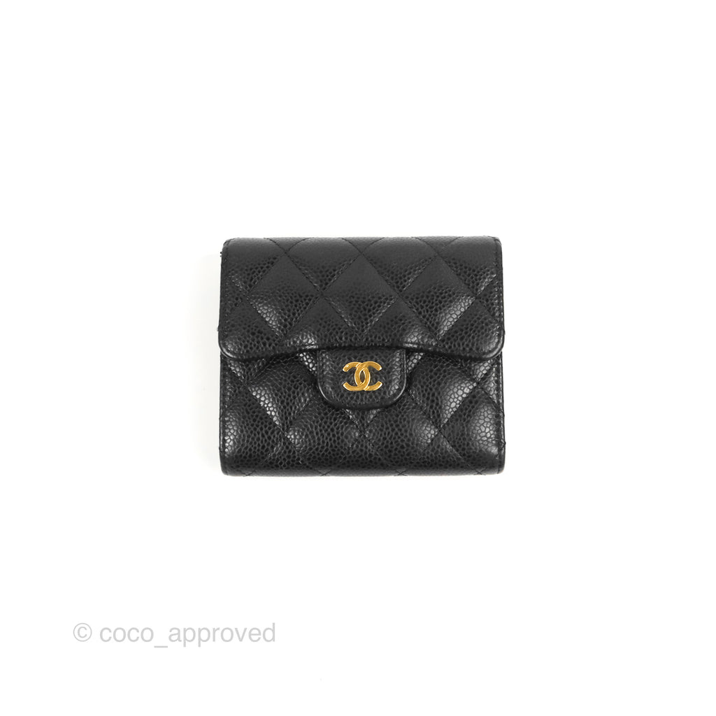 Chanel Classic Short Flap Wallet Black Caviar Gold Hardware