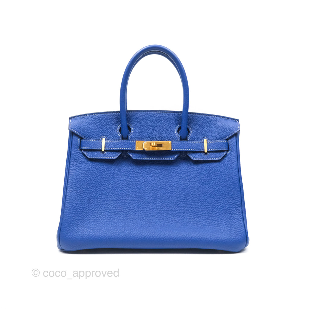 - DM/Email To Purchase - Hermès Birkin 30 Retourne HSS Blue Gris Clemence Brushed Gold Hardware