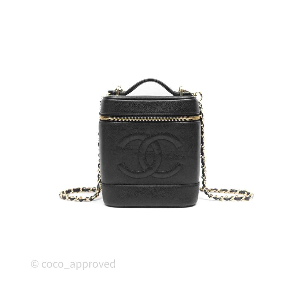 Chanel Vintage Vanity Case Black Caviar Gold Hardware