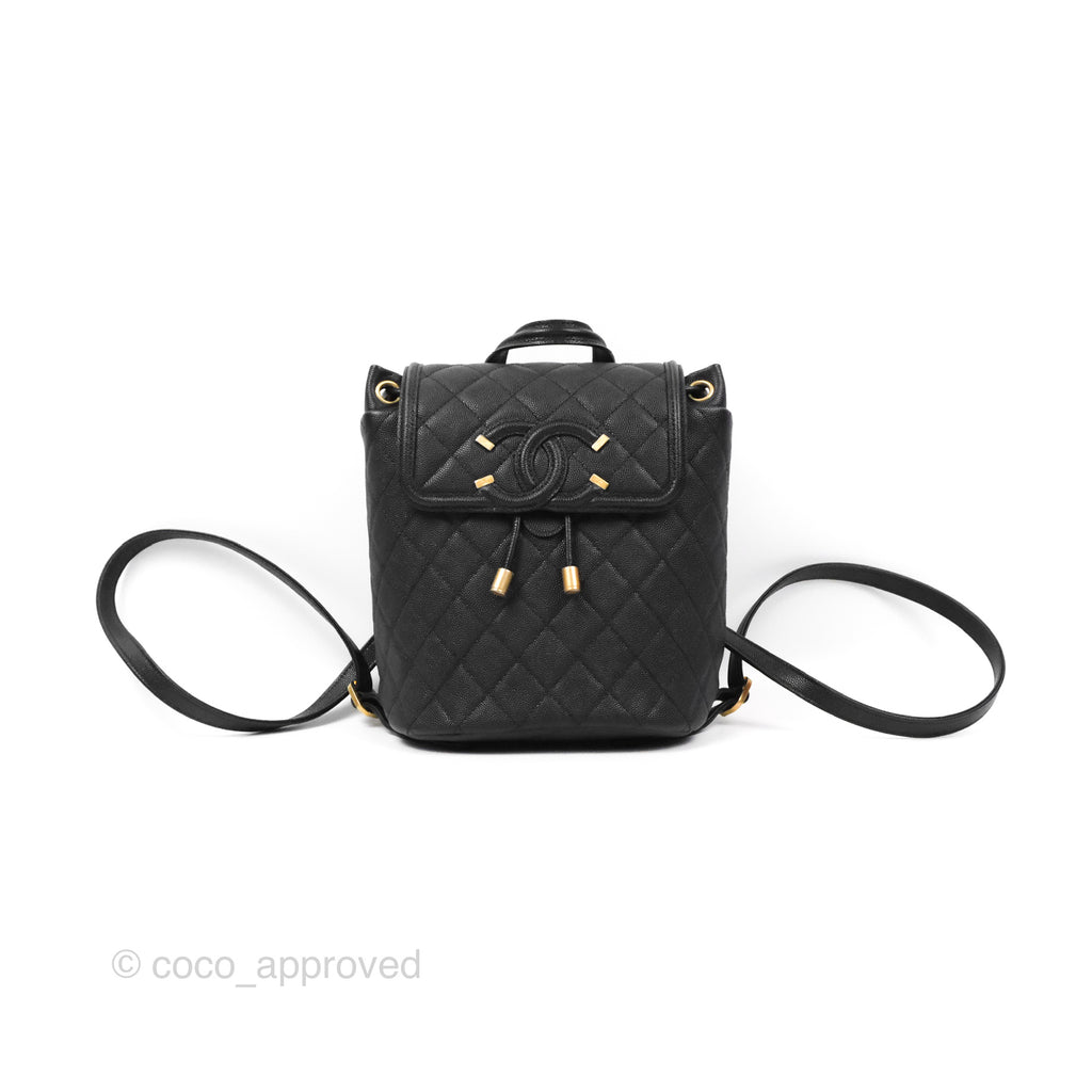 Chanel Small Quilted Filigree Backpack Black Caviar