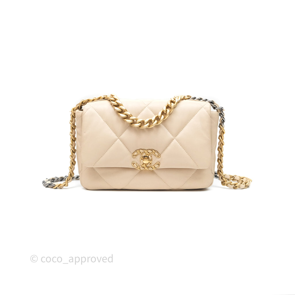 Chanel 19 Small Beige Mixed Hardware