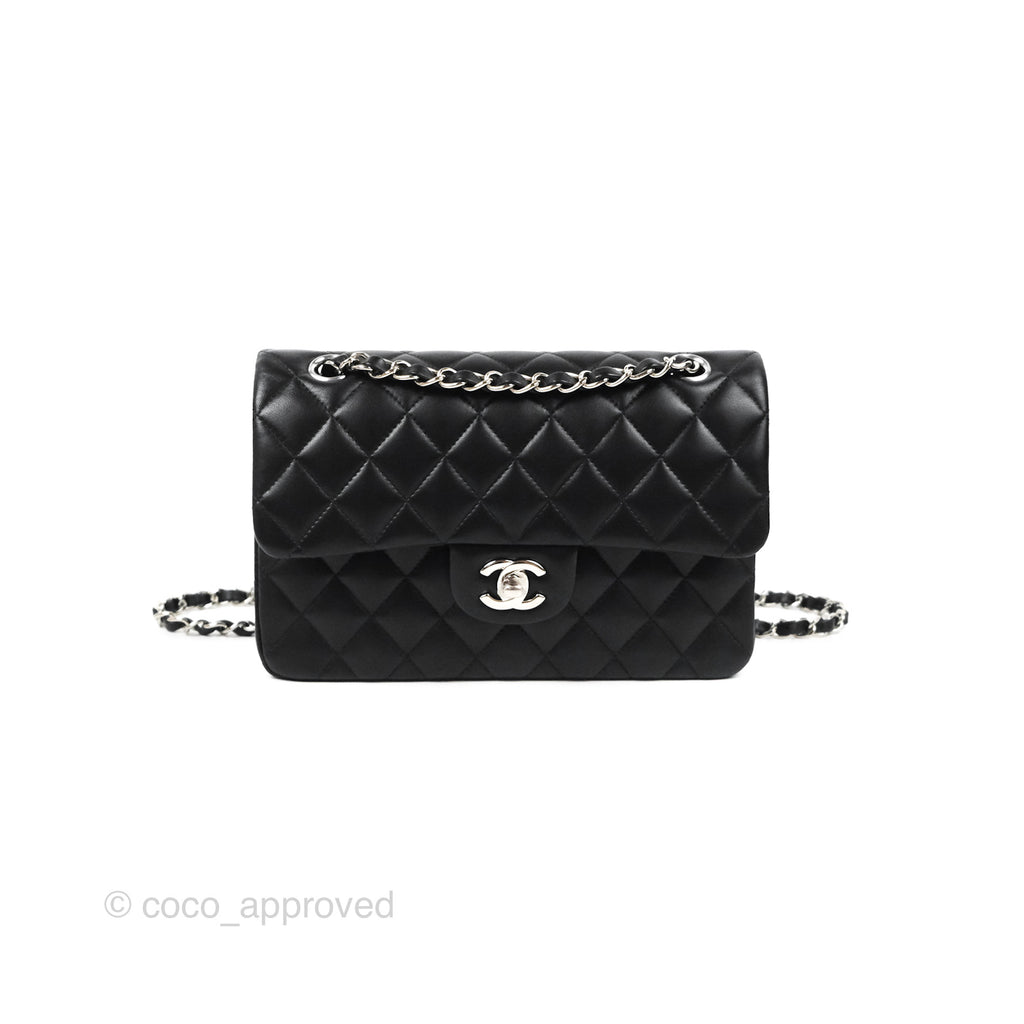 Chanel Small Classic Quilted Flap Black Lambskin Silver Hardware