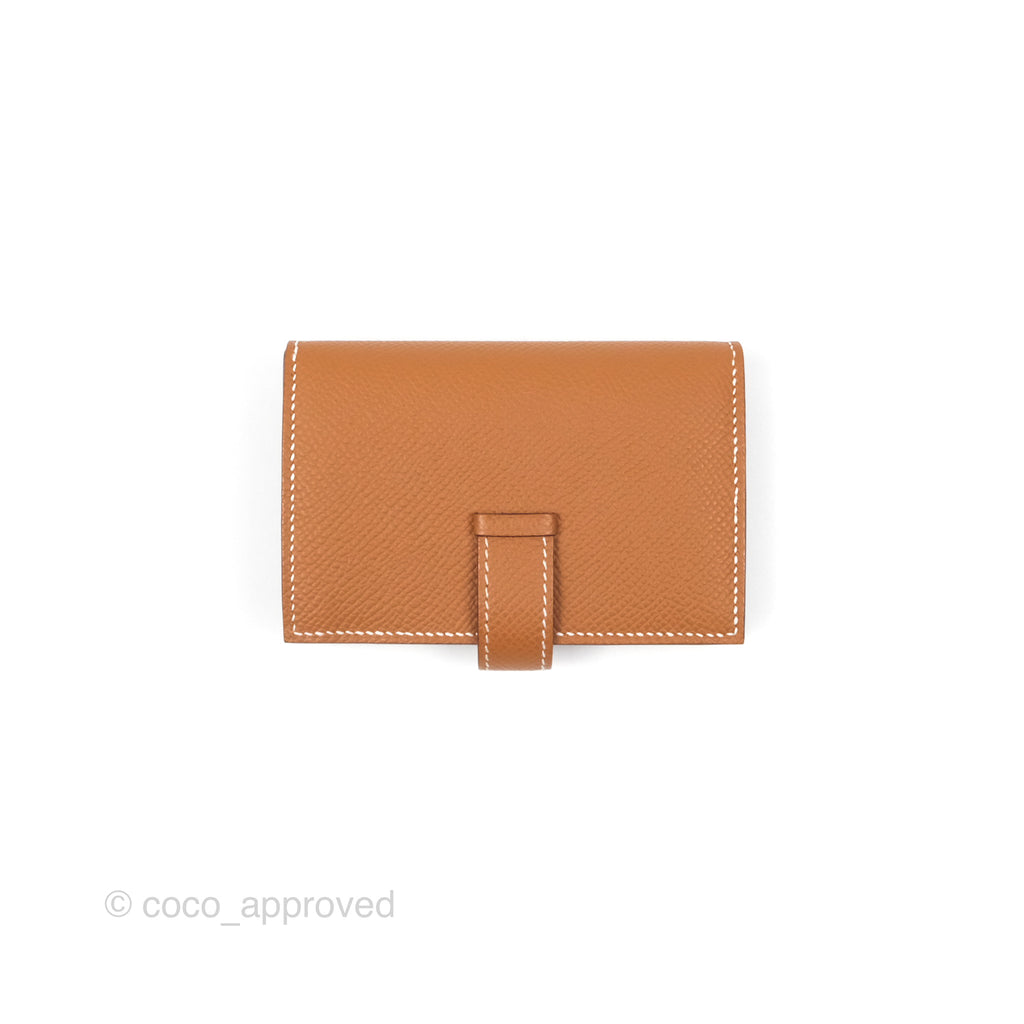 Hermès Bearn Mini Wallet Gold 37 Epsom Palladium Hardware