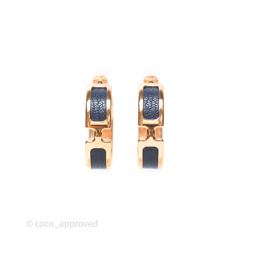 Hermès Olympe Earrings Bleu Saphir Rose Gold Hardware