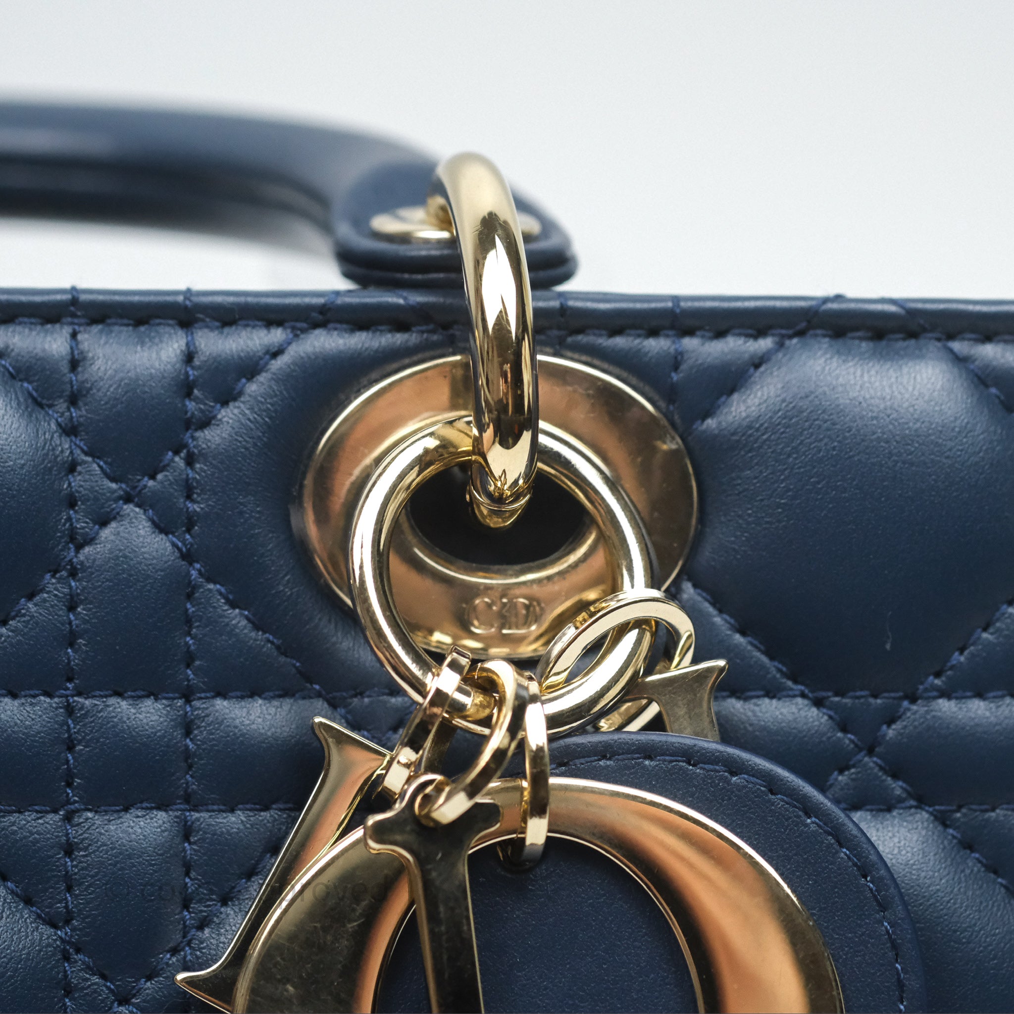 Christian Dior Medium Lady D-Joy Bag Deep Ocean Blue Cannage