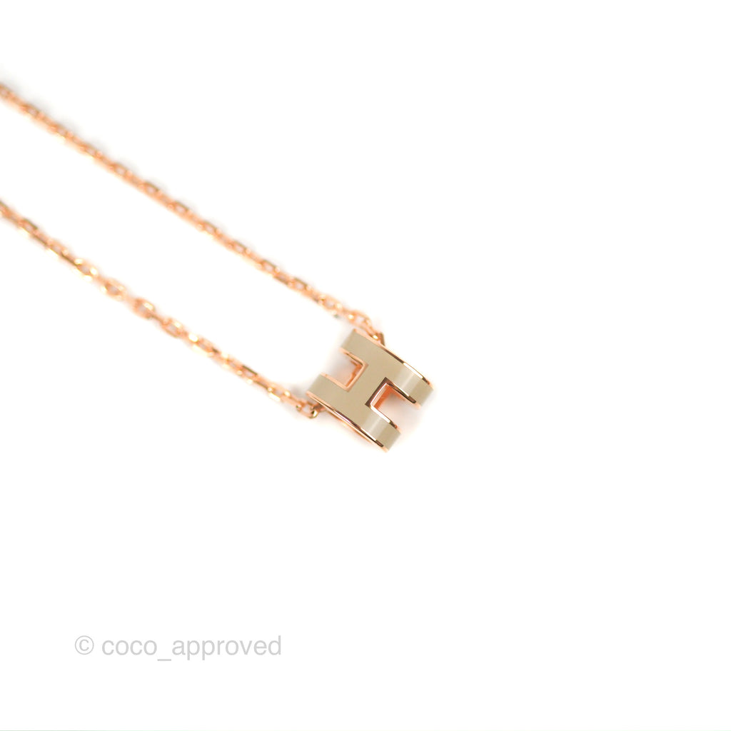 Hermès Mini Pop H Pendant Necklace Marron Glace Rose Gold Hardware