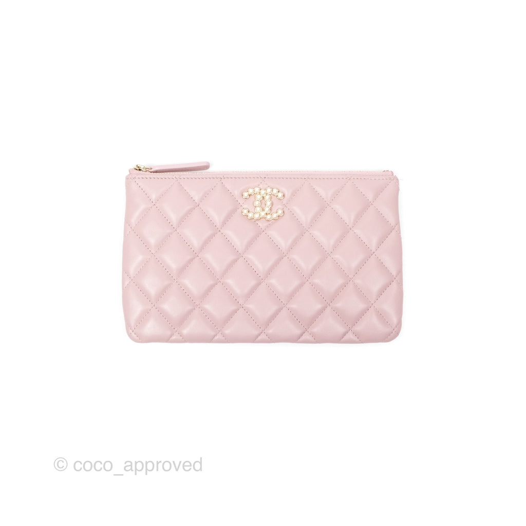 Chanel Small O Case Pearl CC Lilac Pink Quilted Lambskin