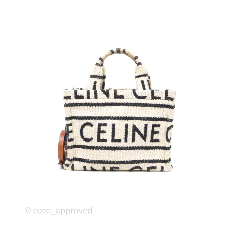 Celine Small Cabas Thais Textile with Celine All-Over White