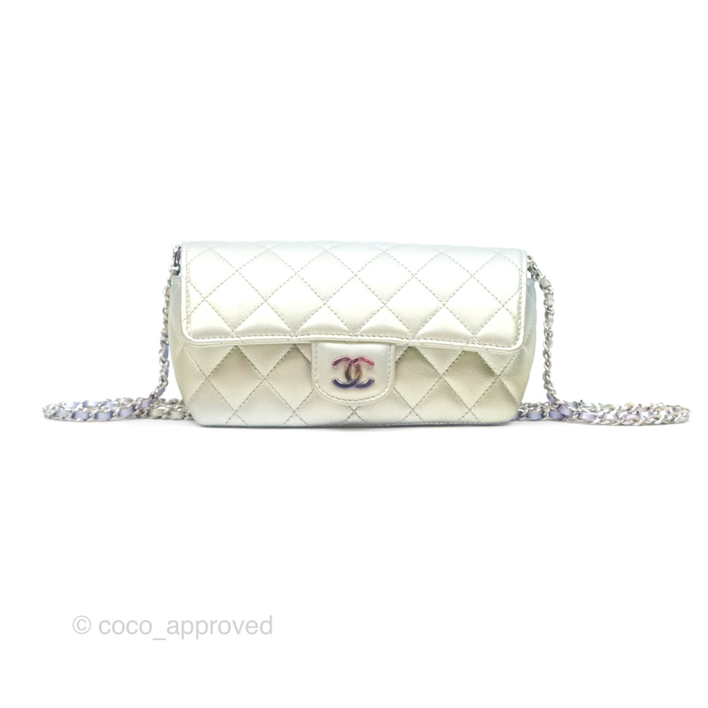 Chanel Quilted Case on Chain Iridescent Rainbow Calfskin