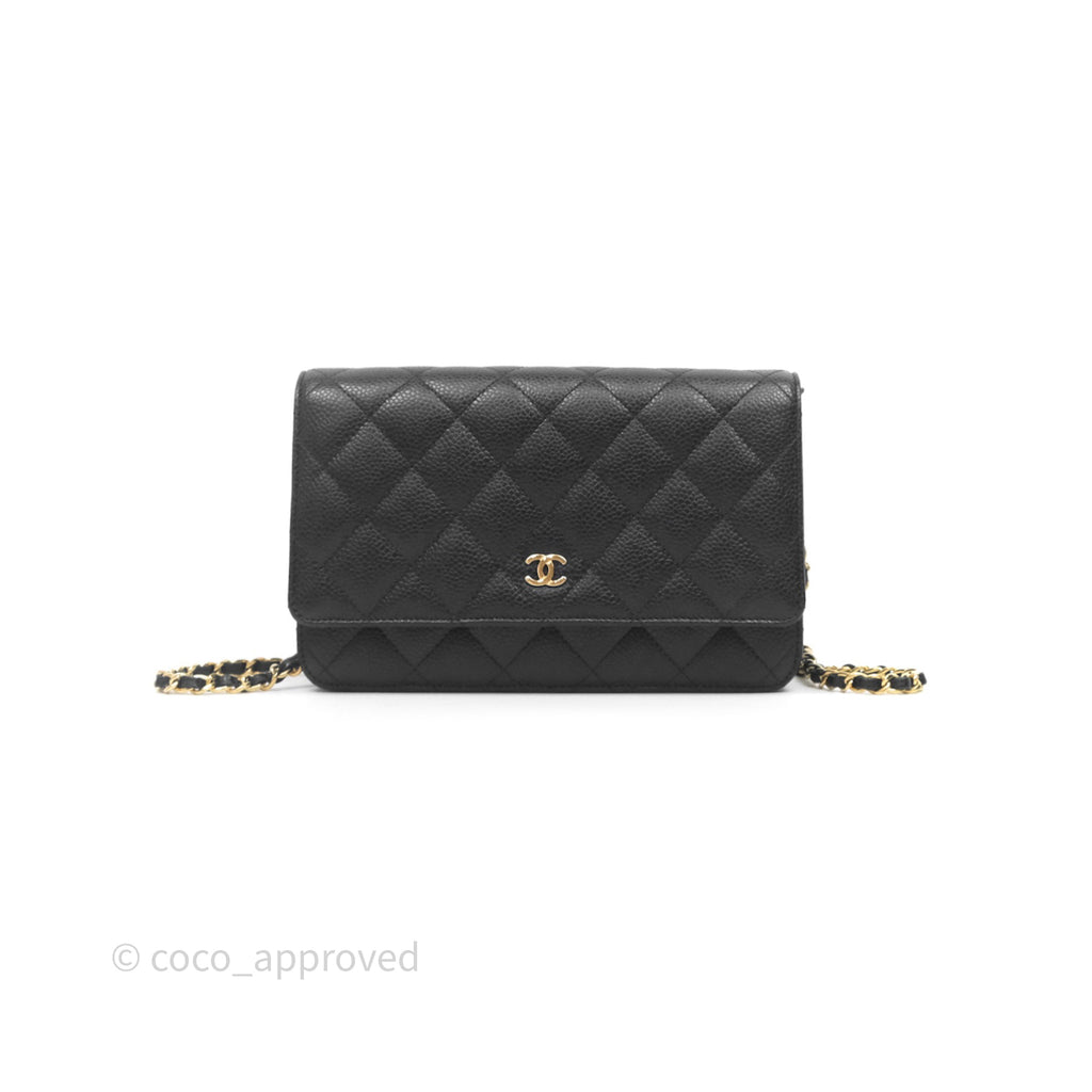 Chanel Classic Wallet On Chain WOC Quilted Black Caviar Gold Hardware