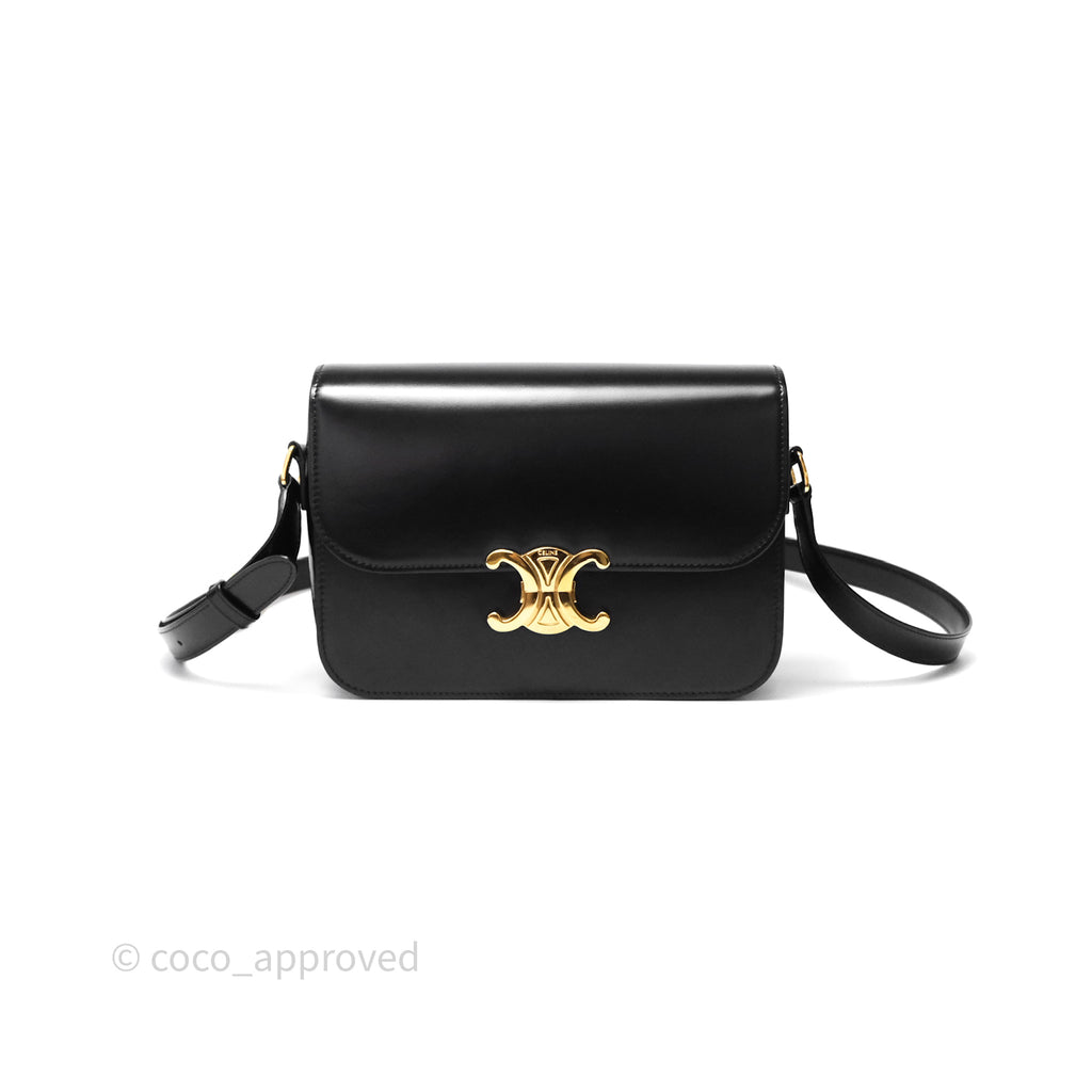 Celine Medium Triomphe Black Shiny Calfskin