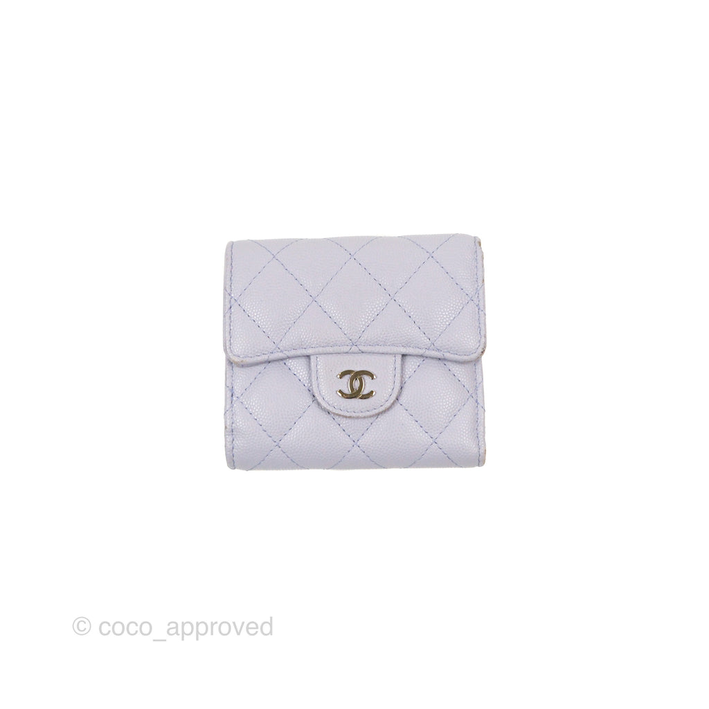 Chanel Classic Short Flap Wallet Lilac Caviar Silver Hardware