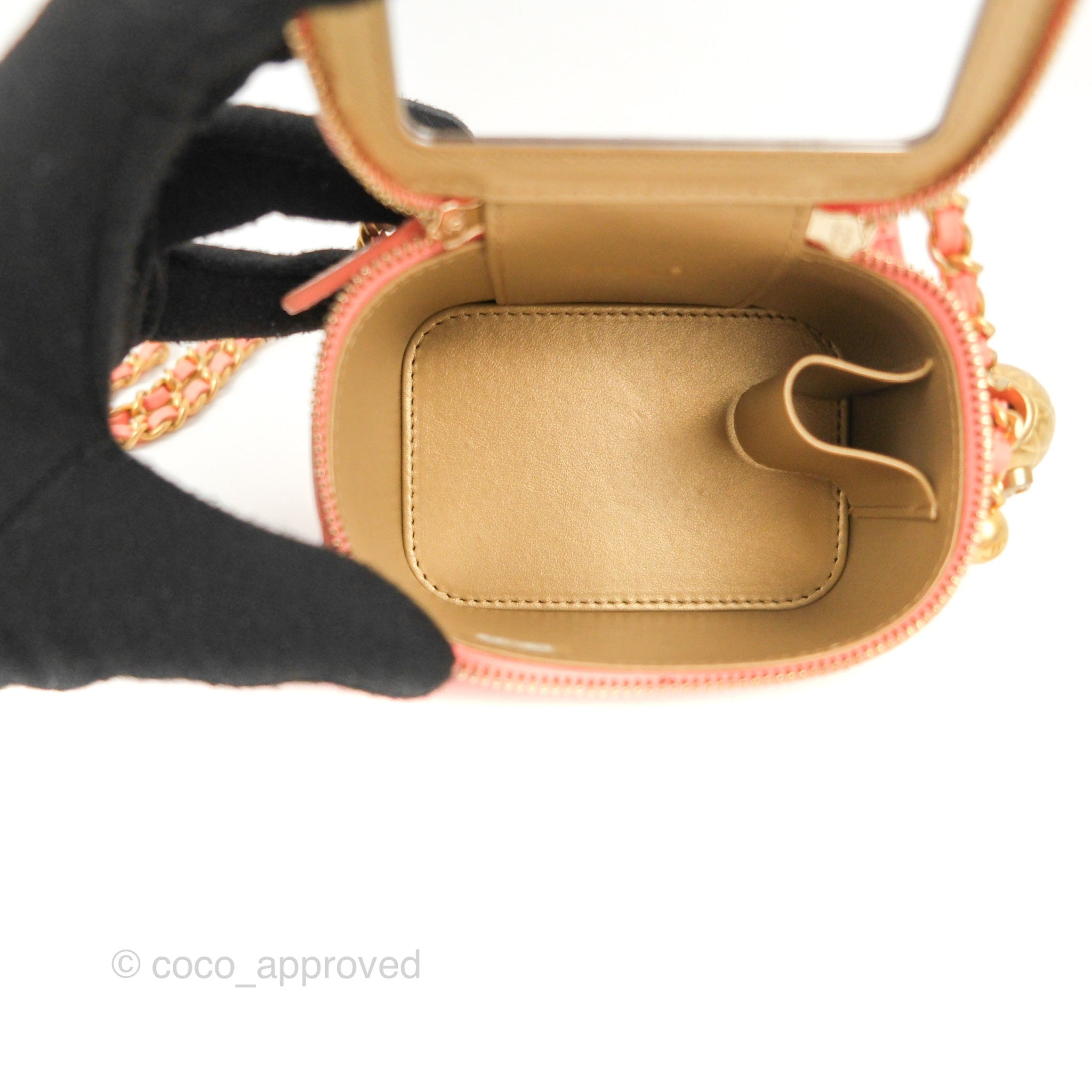 Chanel Mini Pearl Crush Vanity With Chain Orange Clair Gold