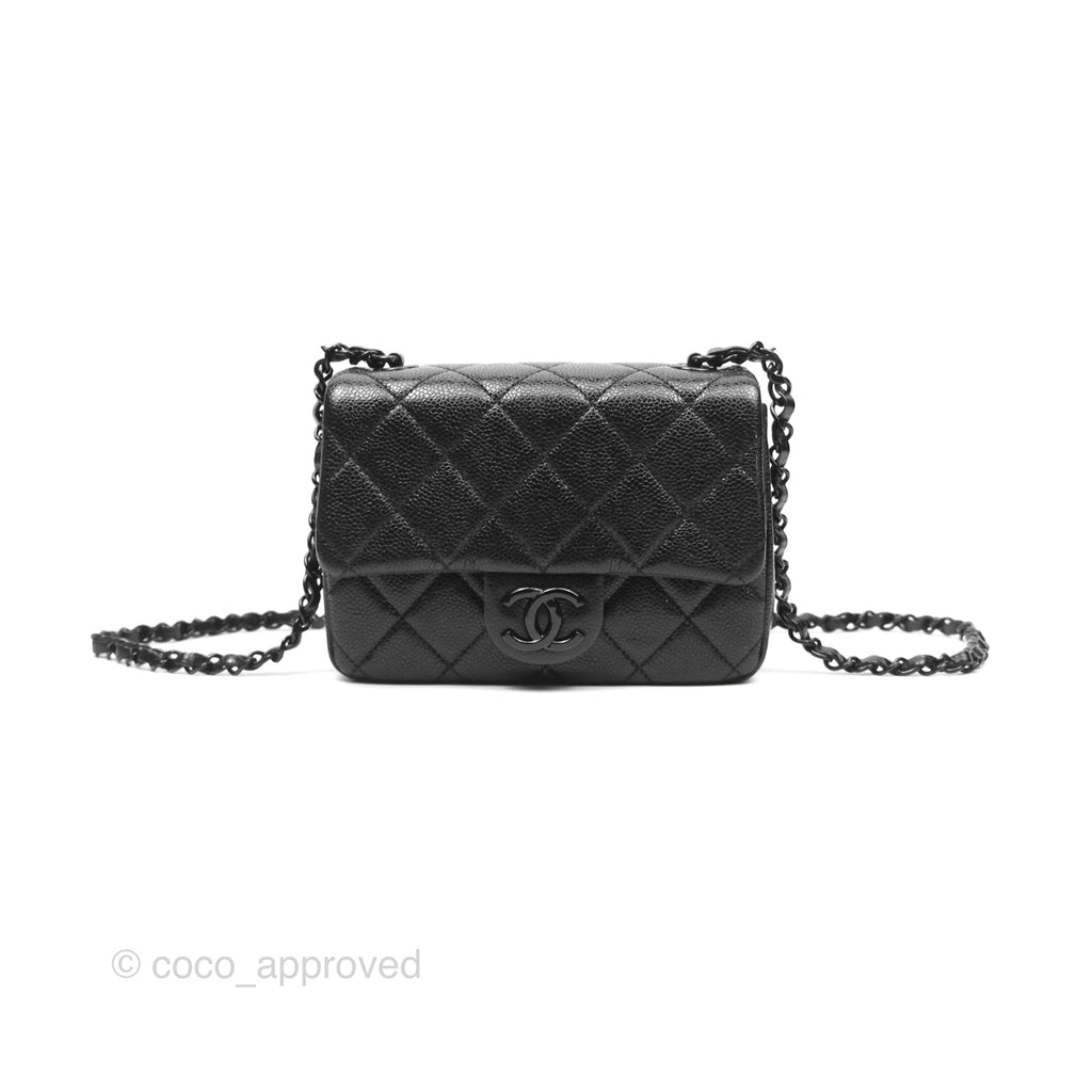 Chanel Quilted Mini Square Flap Bag So Black Caviar Incognito