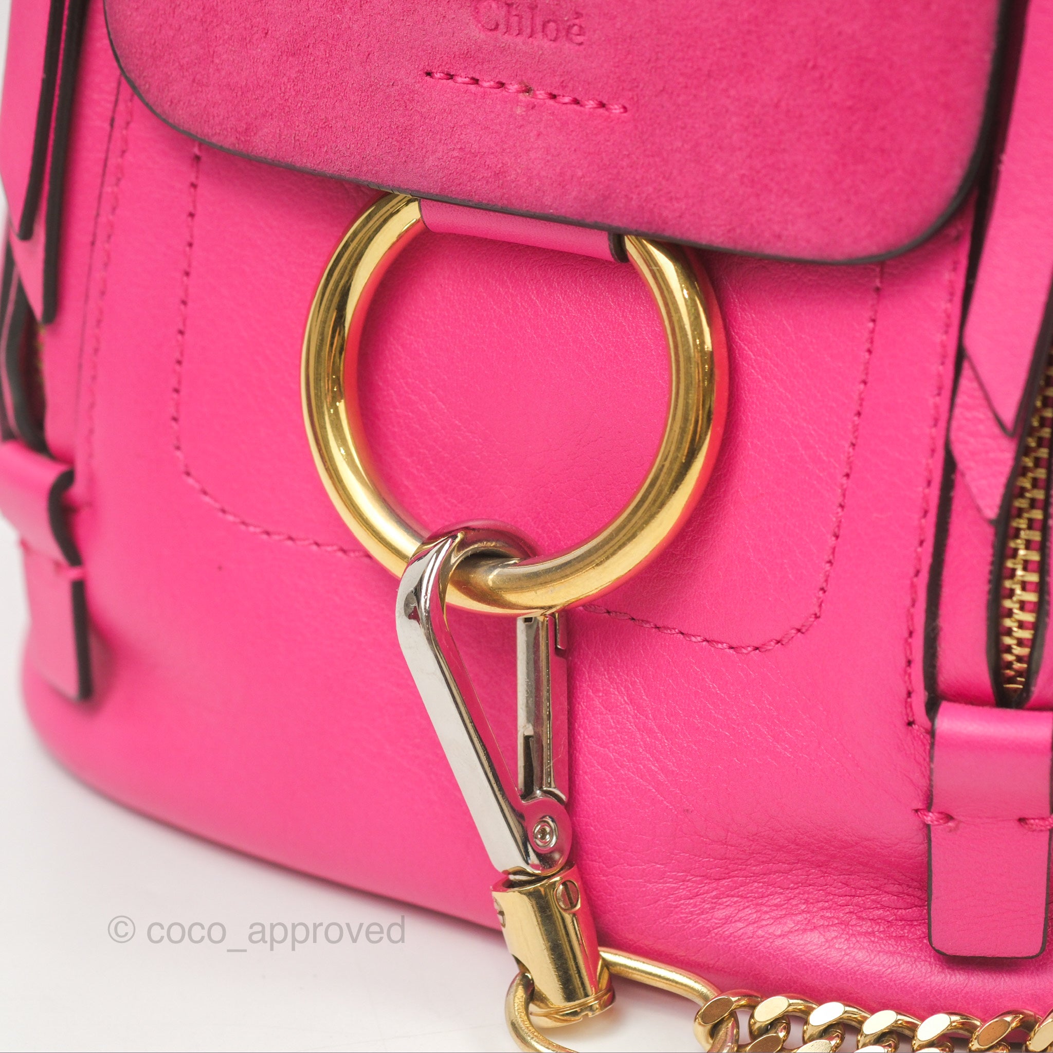 chloe mini faye backpack pink Chlo Leather & Suede thin shoulder straps and a long handle Chloe Faye Mini Backpack/Daypack Purple
