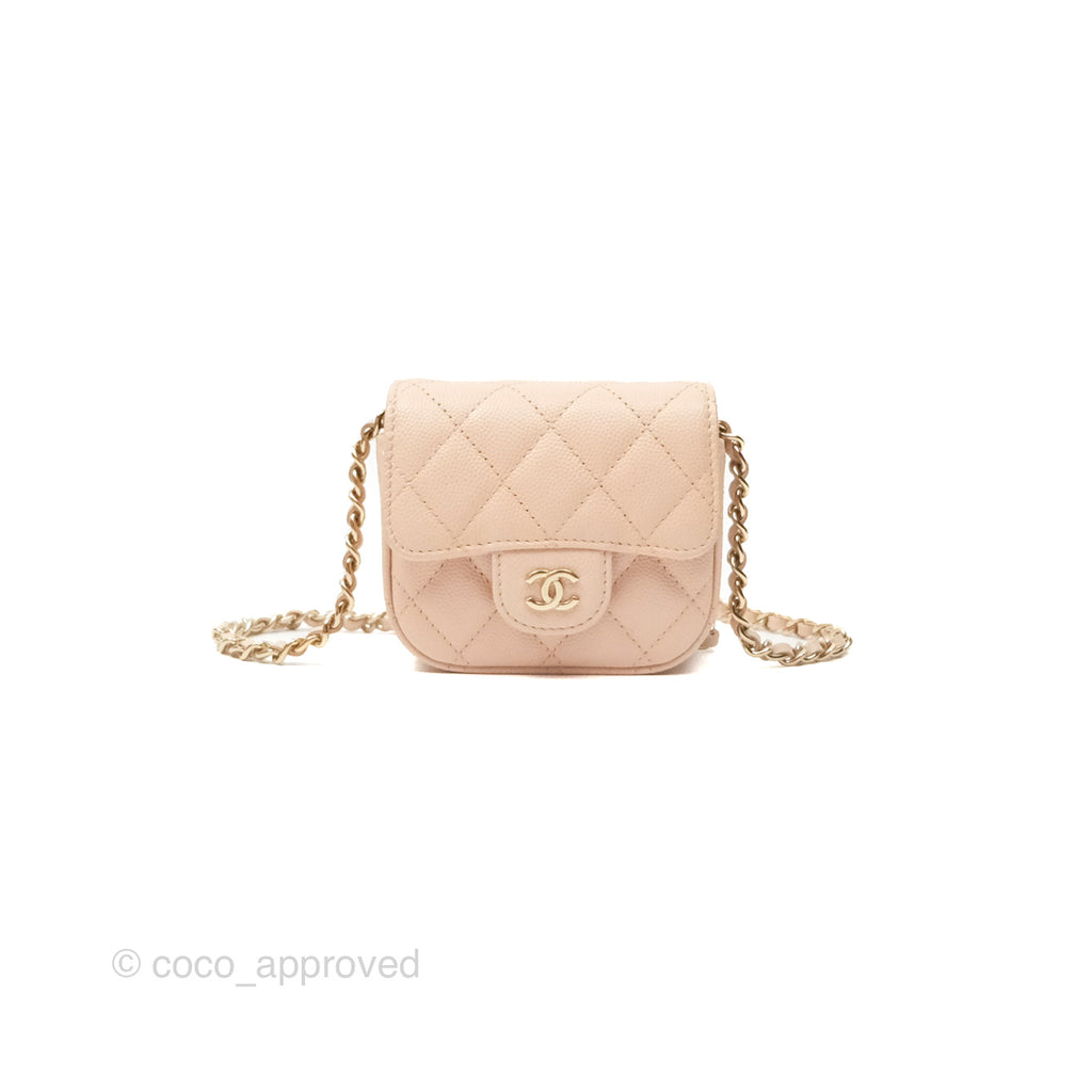 Chanel Mini Clutch With Chain Light Pink Caviar Gold Hardware