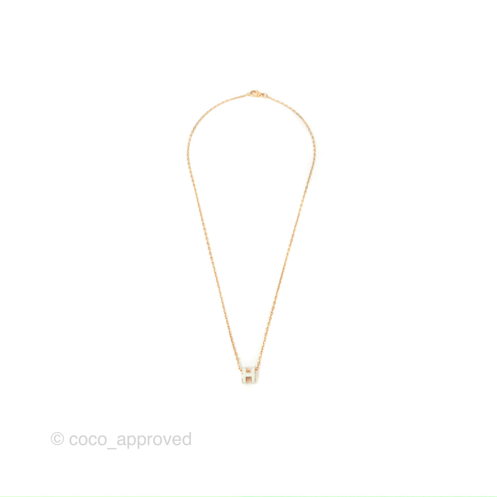 Hermès Mini Pop H Pendant Necklace Vert Fizz Rose Gold Hardware