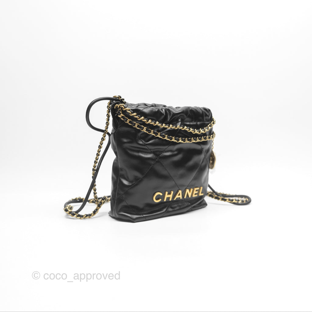 Chanel 22 Mini Bag Black Crumpled Calfskin