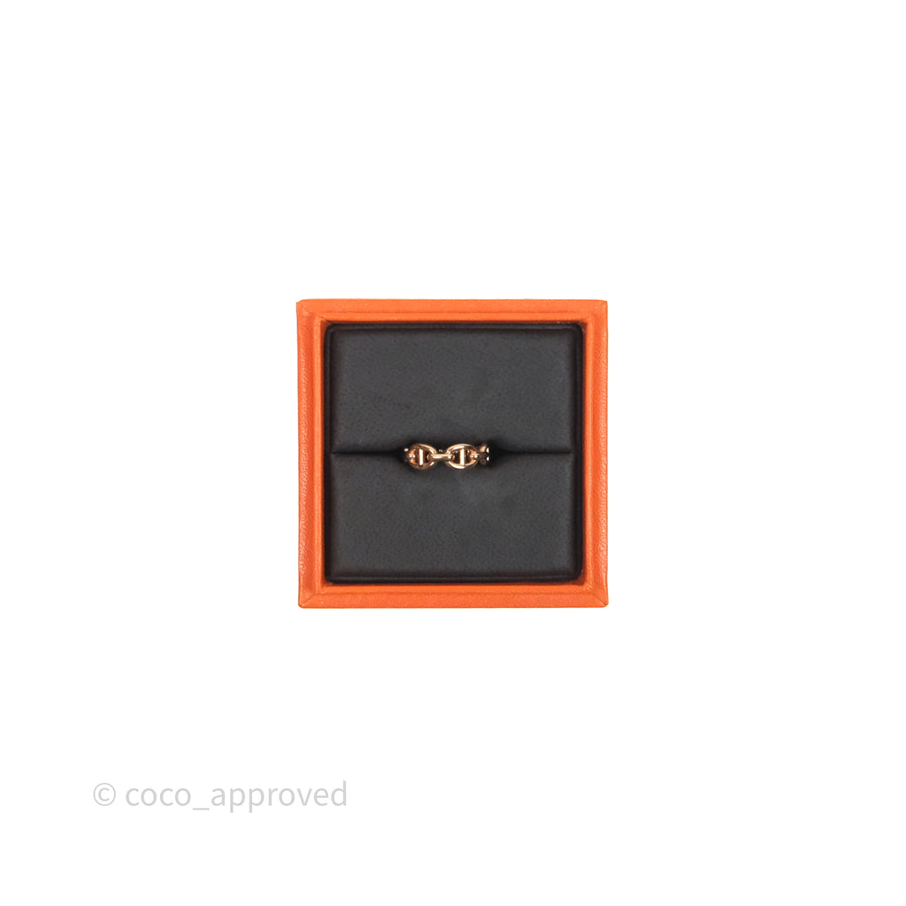 Hermès Chaine d'Ancre Enchainee Band Ring PM Rose Gold Size 50