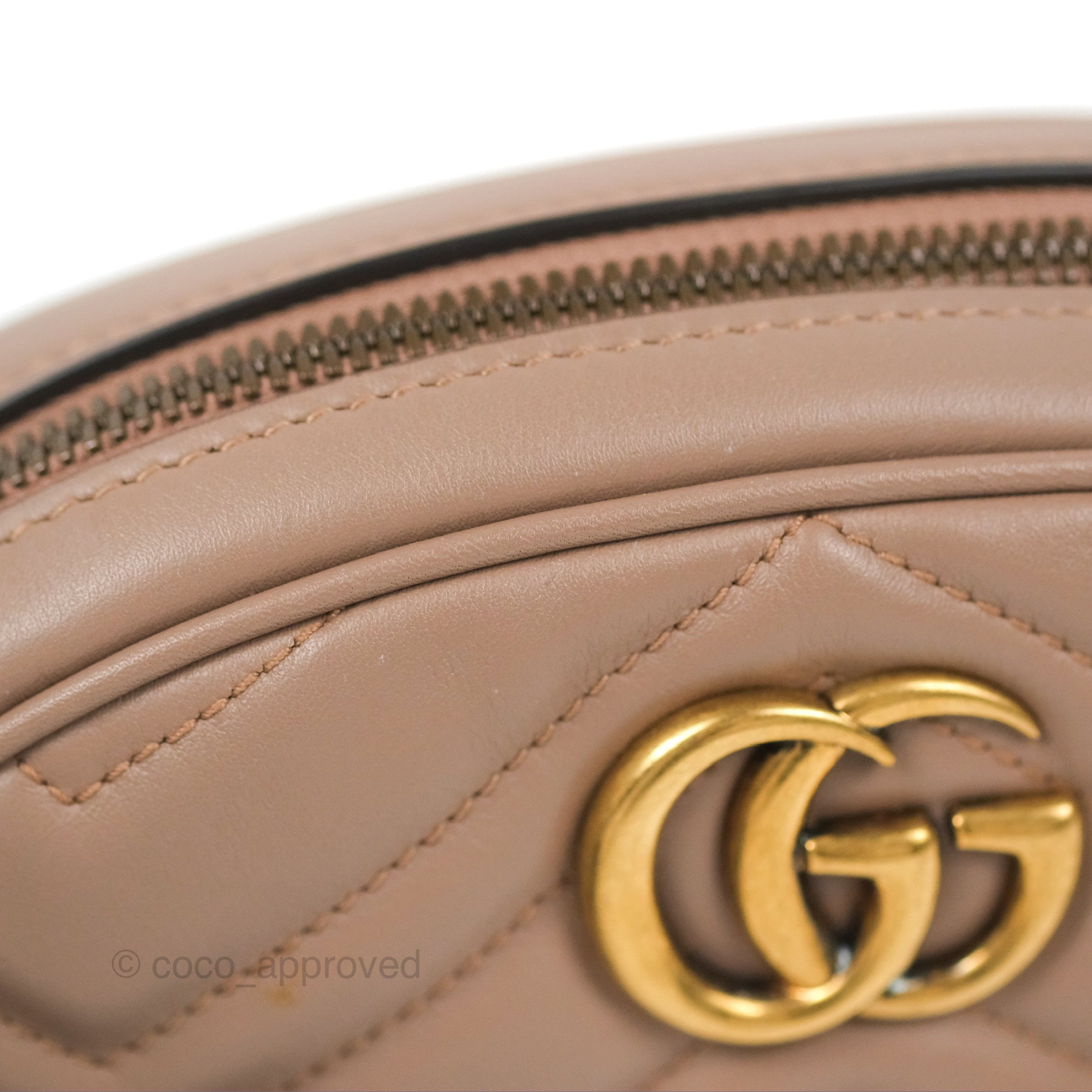 Gucci GG Marmont Belt Bag Matelasse Dusty Pink in Calfskin with