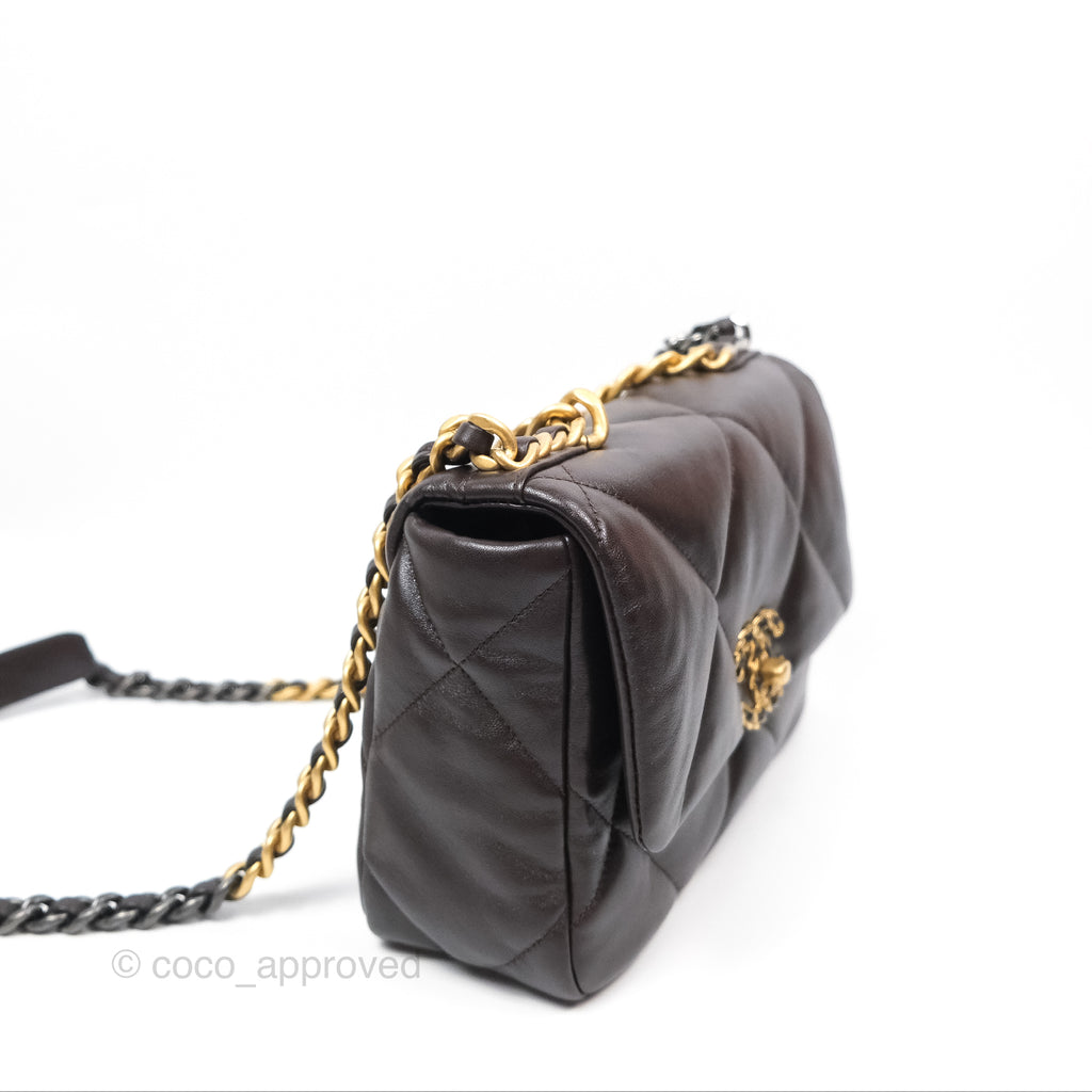 Chanel 19 Small Dark Brown Mixed Hardware