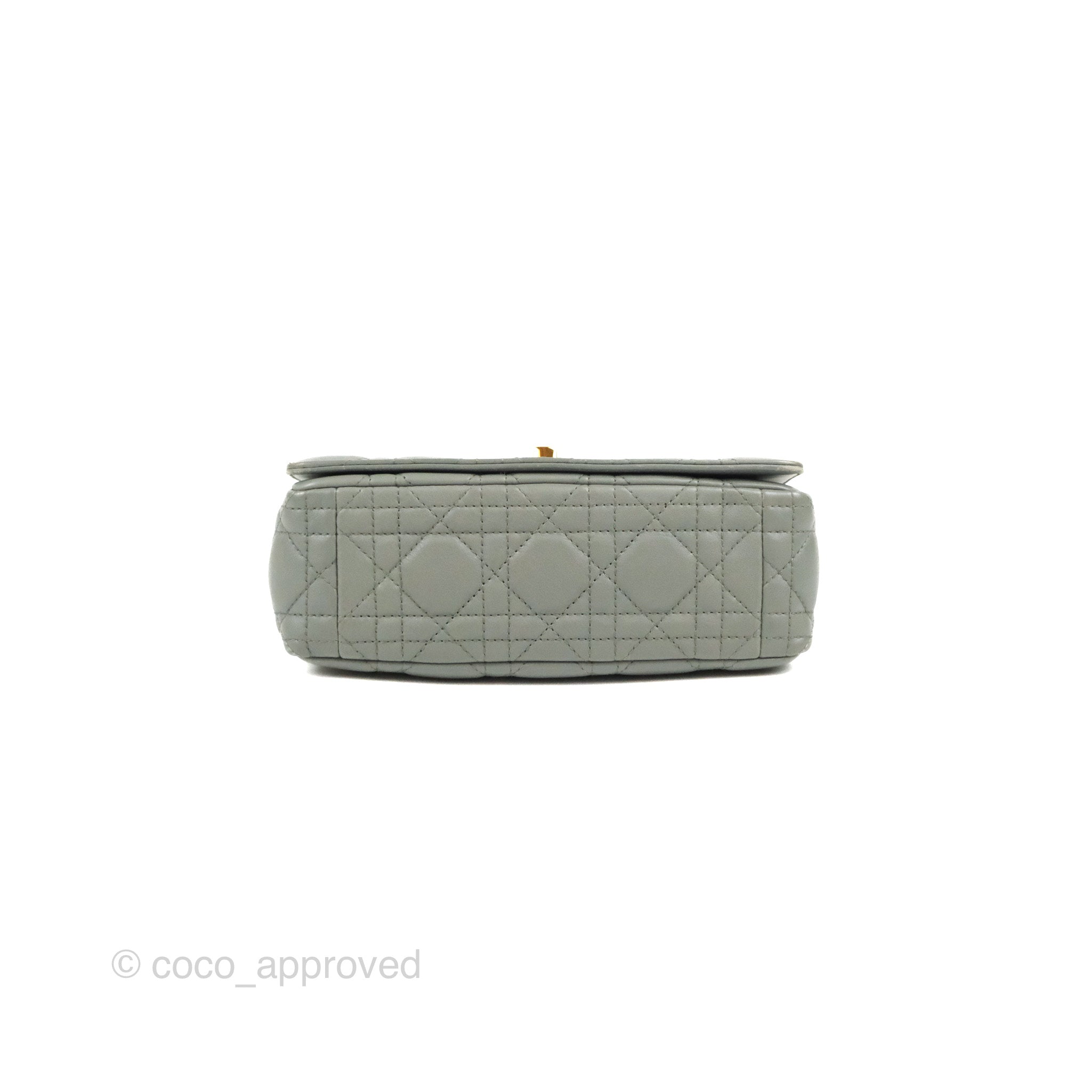 Christian Dior Grained Calfskin Saddle Bag Grey Stone