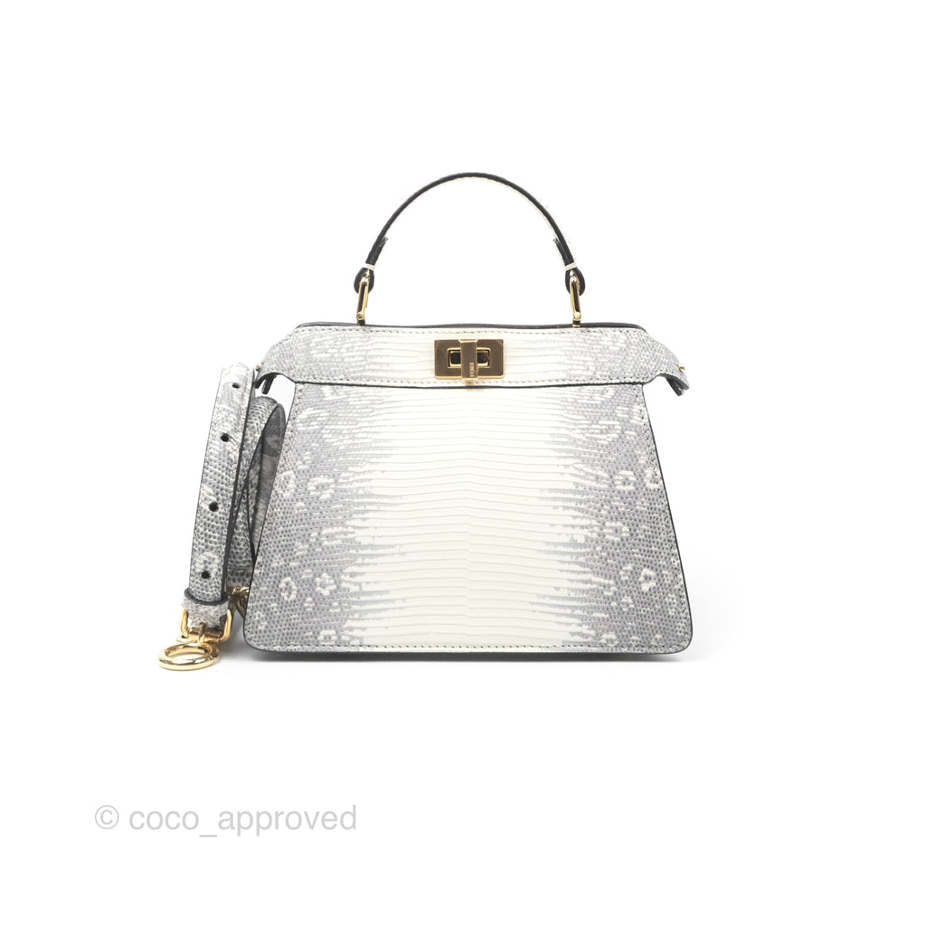 Fendi Peekaboo ISeeU Petite White lizard Leather Bag