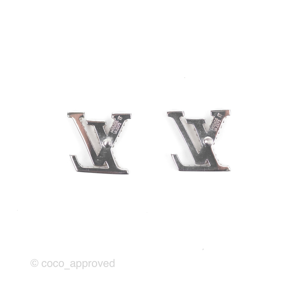 Louis Vuitton Crystal Iconic Earrings Silver Tone 