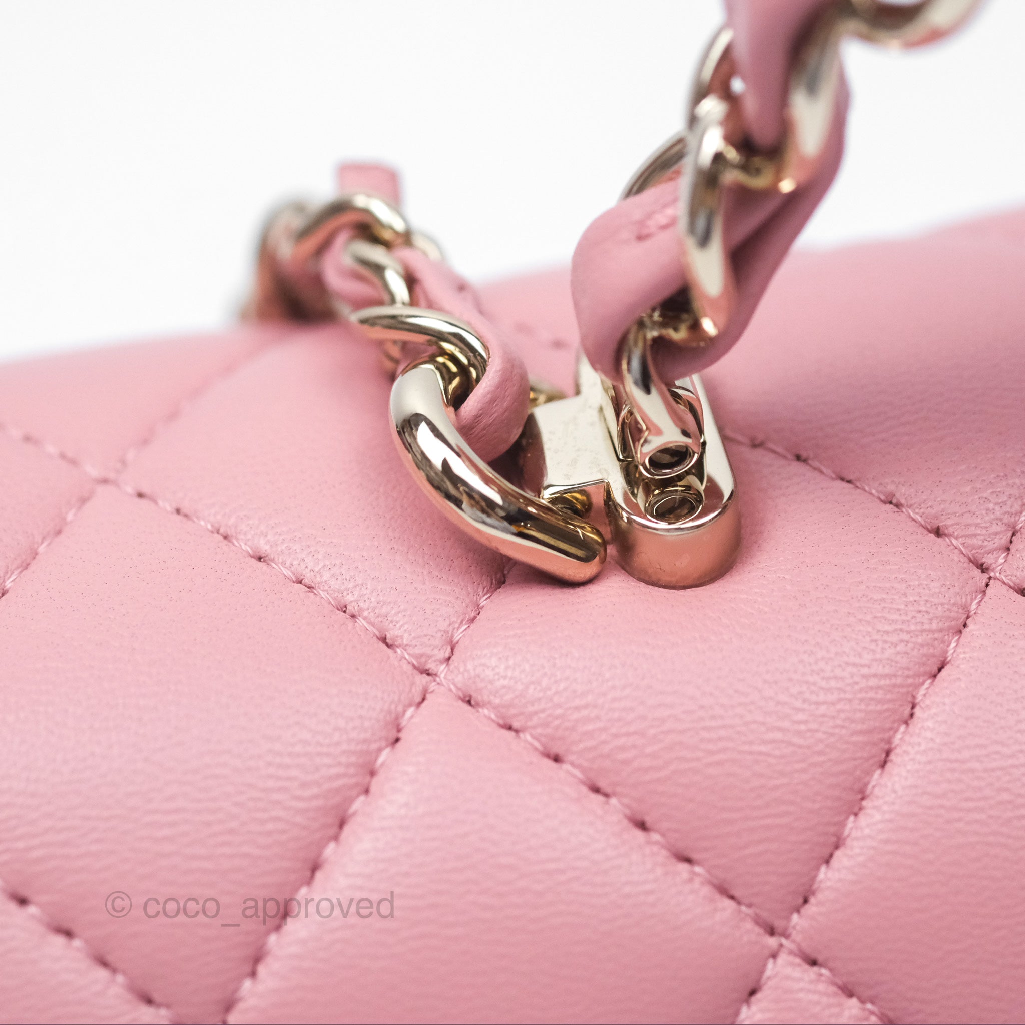 Chanel Top Handle Mini Rectangular Flap Bag Pink Lambskin Gold
