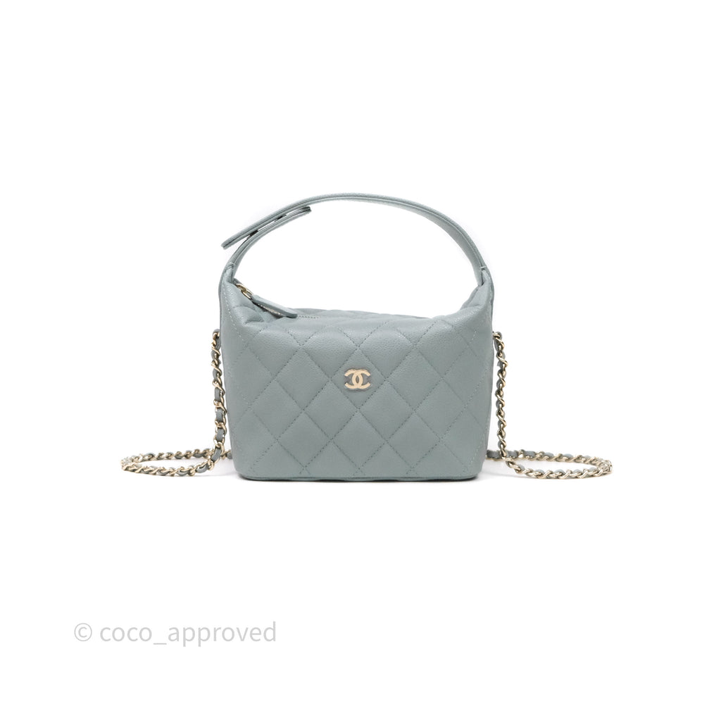 Chanel Hobo With Chain Quilted Tiffany Green Grey Caviar Gold Hardware