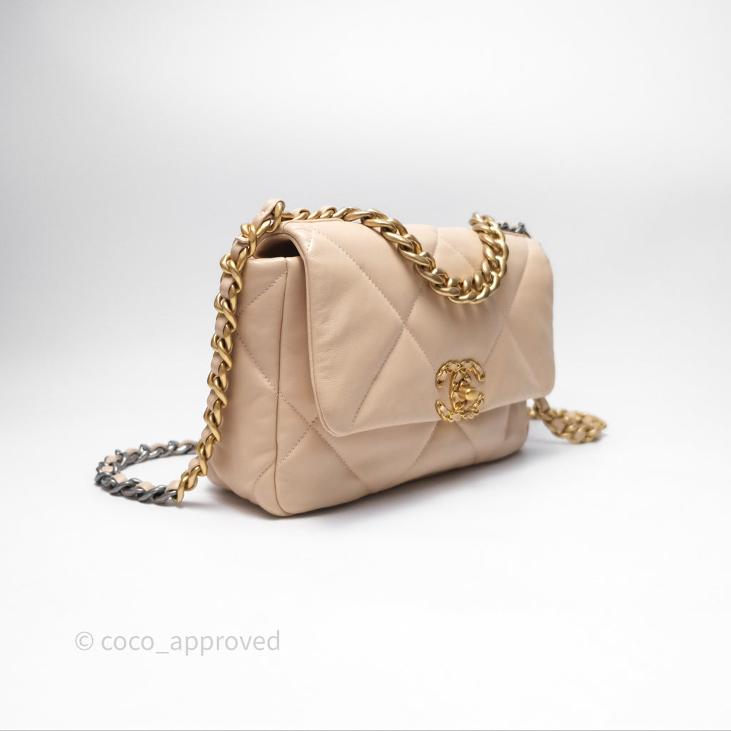 Chanel 19 Small Beige Mixed Hardware