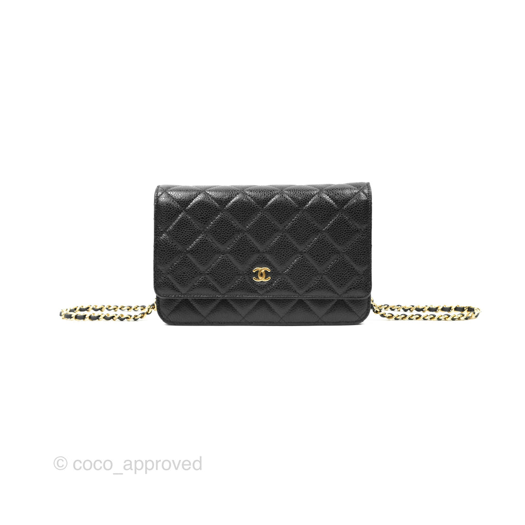Chanel Quilted Classic Wallet On Chain WOC Black Caviar Gold Hardware