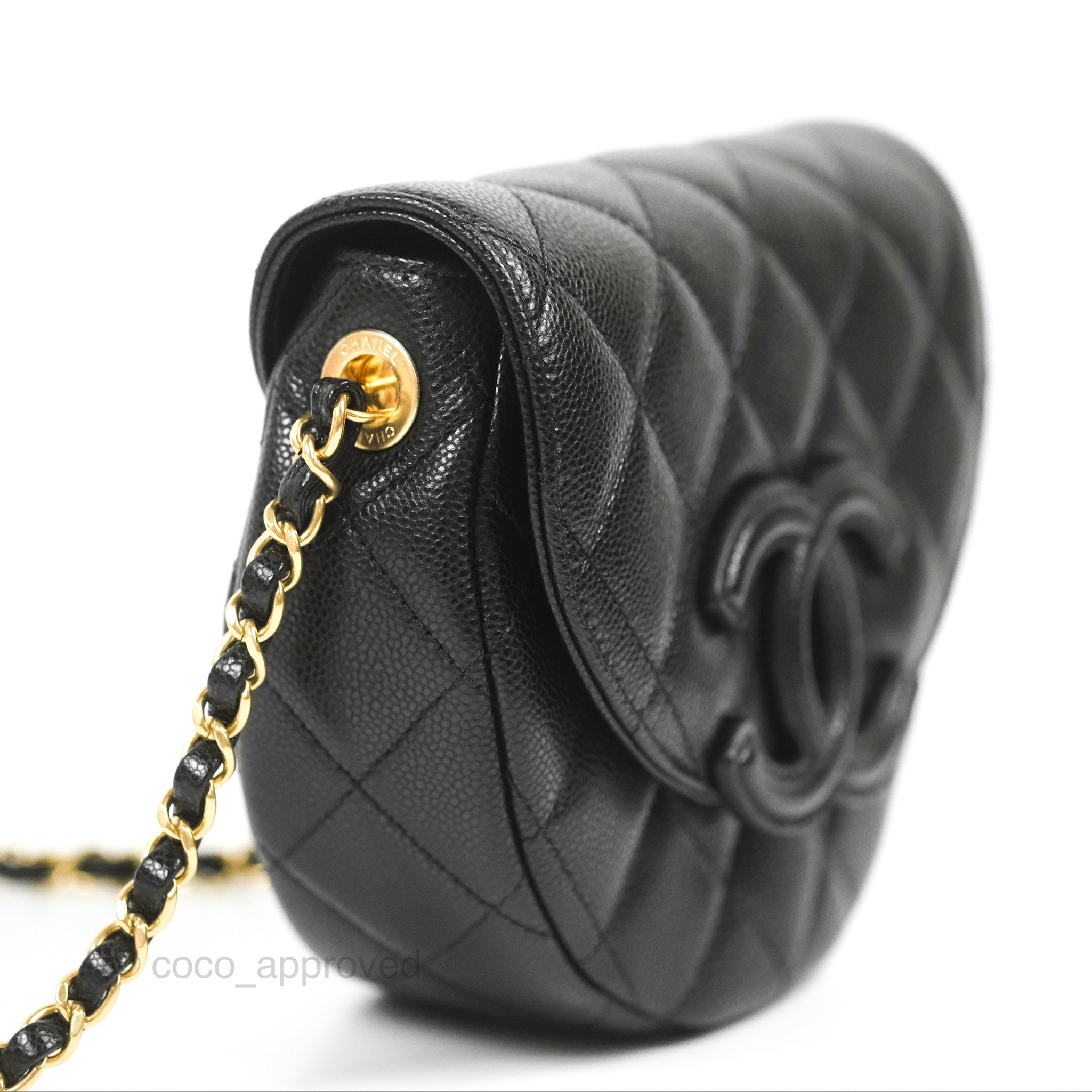 Chanel Coco Pleats Messenger Bag Quilted Calfskin Black 5120053