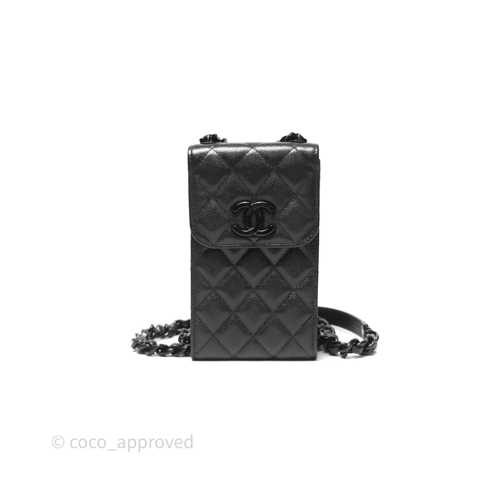 Chanel Incognito Phone Holder So Black Caviar Black Hardware