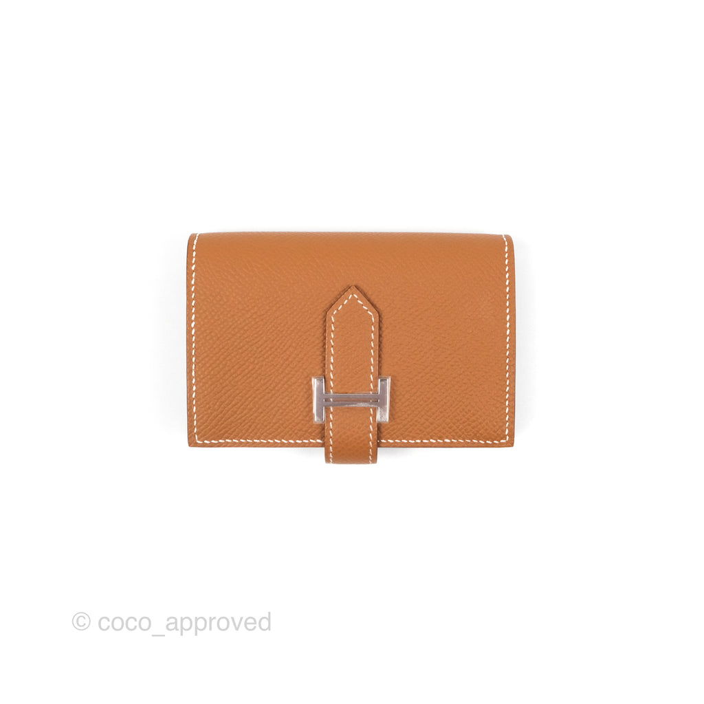 Hermès Bearn Mini Wallet Gold 37 Epsom Palladium Hardware