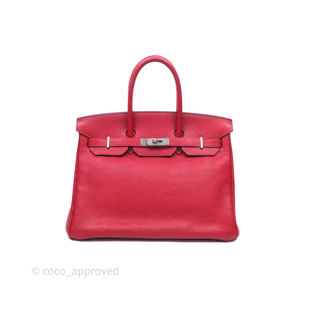 Hermes Birkin 35 Rouge Casaque Clemence Palladium Hardware