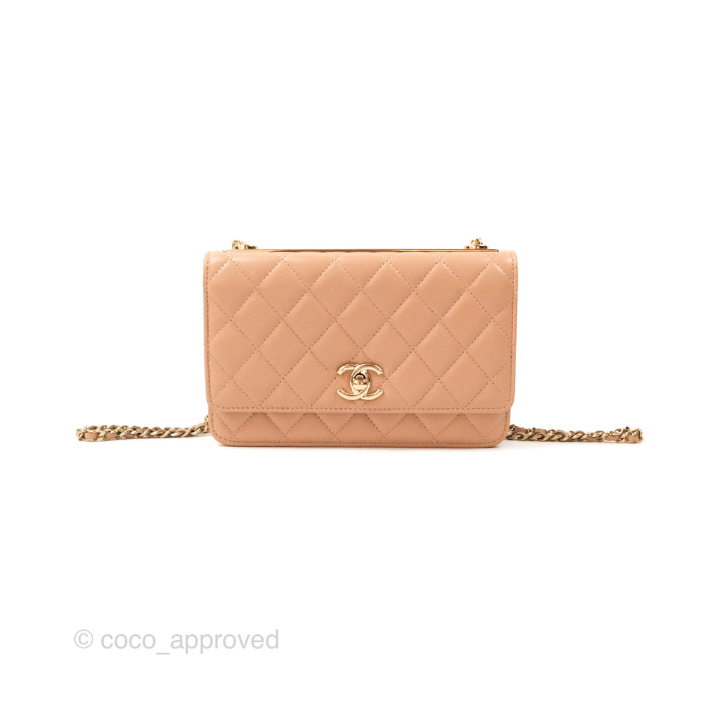 Chanel Trendy CC WOC Quilted Beige Lambskin Gold Hardware