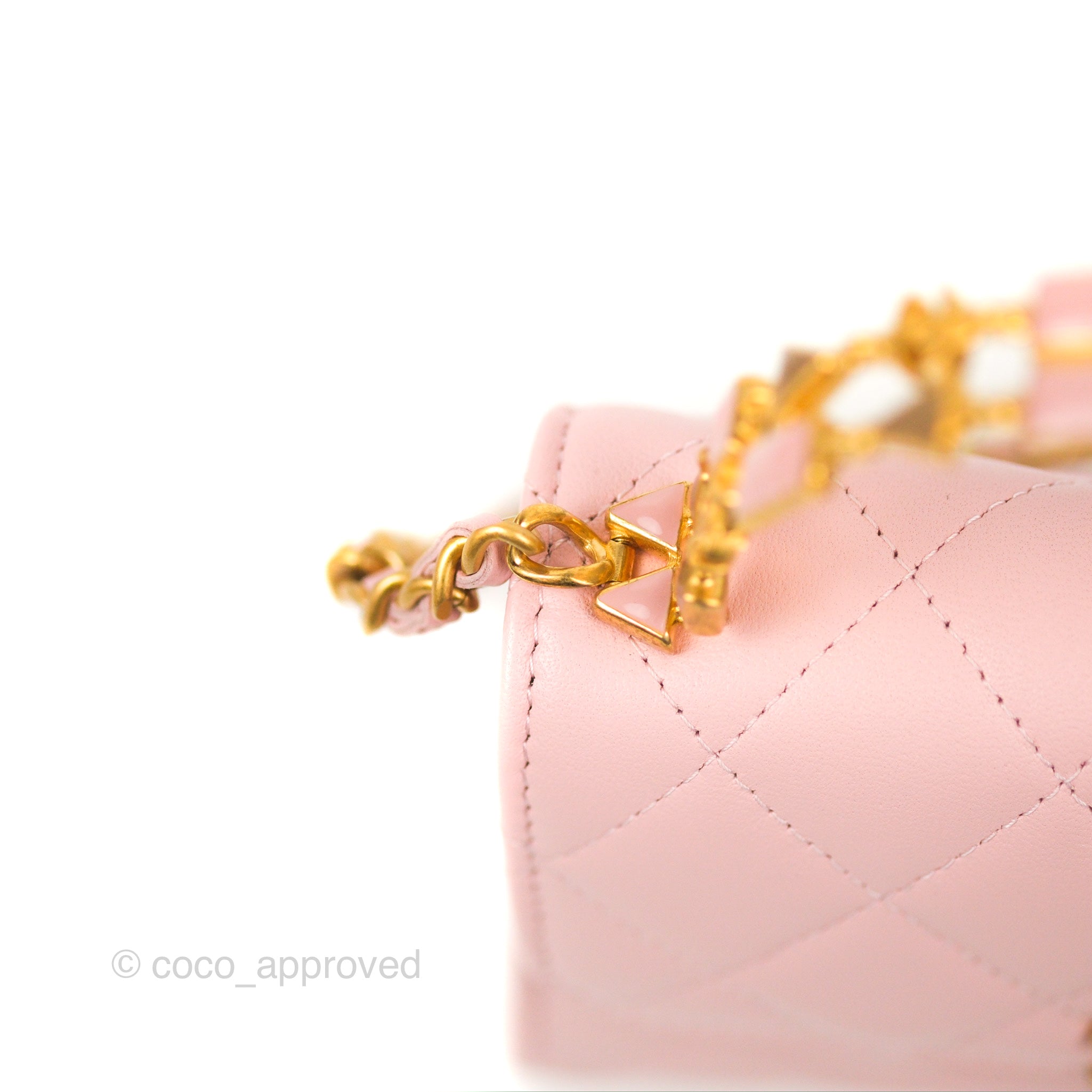 Chanel Enamel Top Handle Clutch with Chain Pink Lambskin Aged Gold Har –  Coco Approved Studio