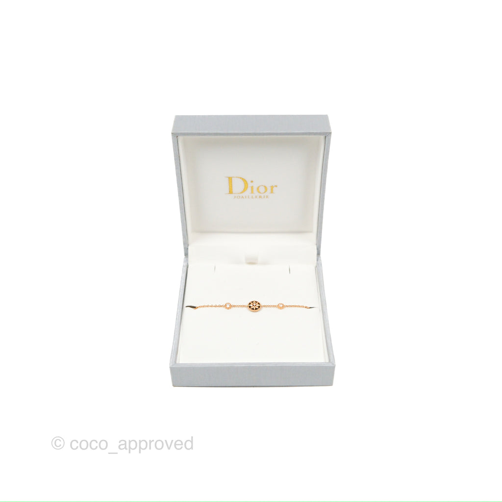 Dior Mini Rose Des Vents Bracelet 3 Diamonds Black Rose Gold