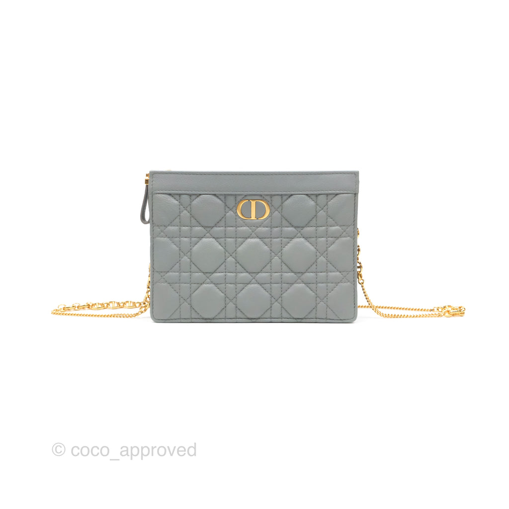 Christian Dior Dior Caro Every Dior Pouch Stone Gray Cannage Calfskin