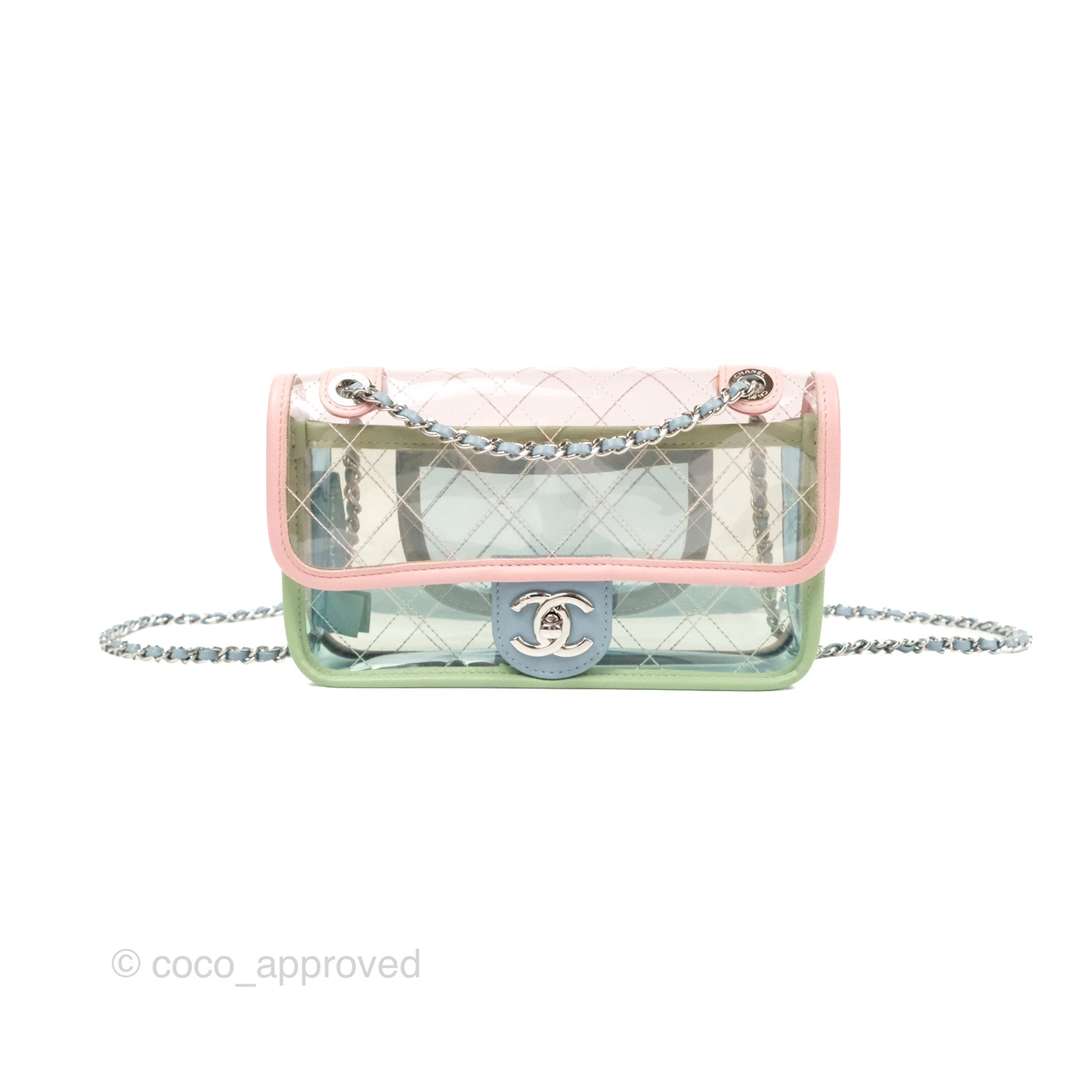 Chanel Mini Coco Splash Flap Bag PVC Lambskin Pink/Blue/Green Silver  Hardware