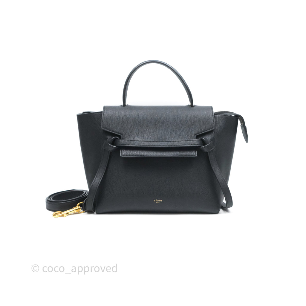 Celine Micro Belt Bag Black Grained Calfskin Gold Hardware