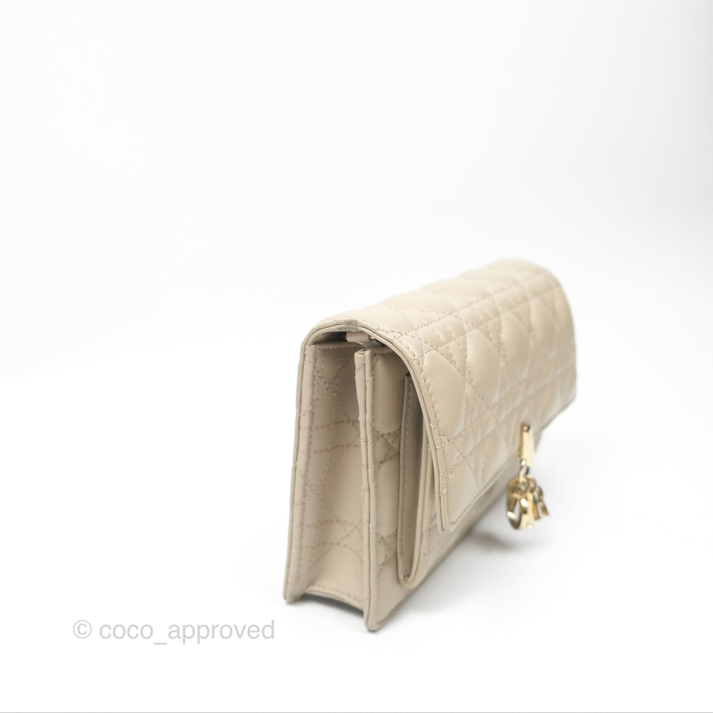 Christian Dior My Dior Daily Chain Pouch Sand-Colored Cannage Lambskin Gold Hardware
