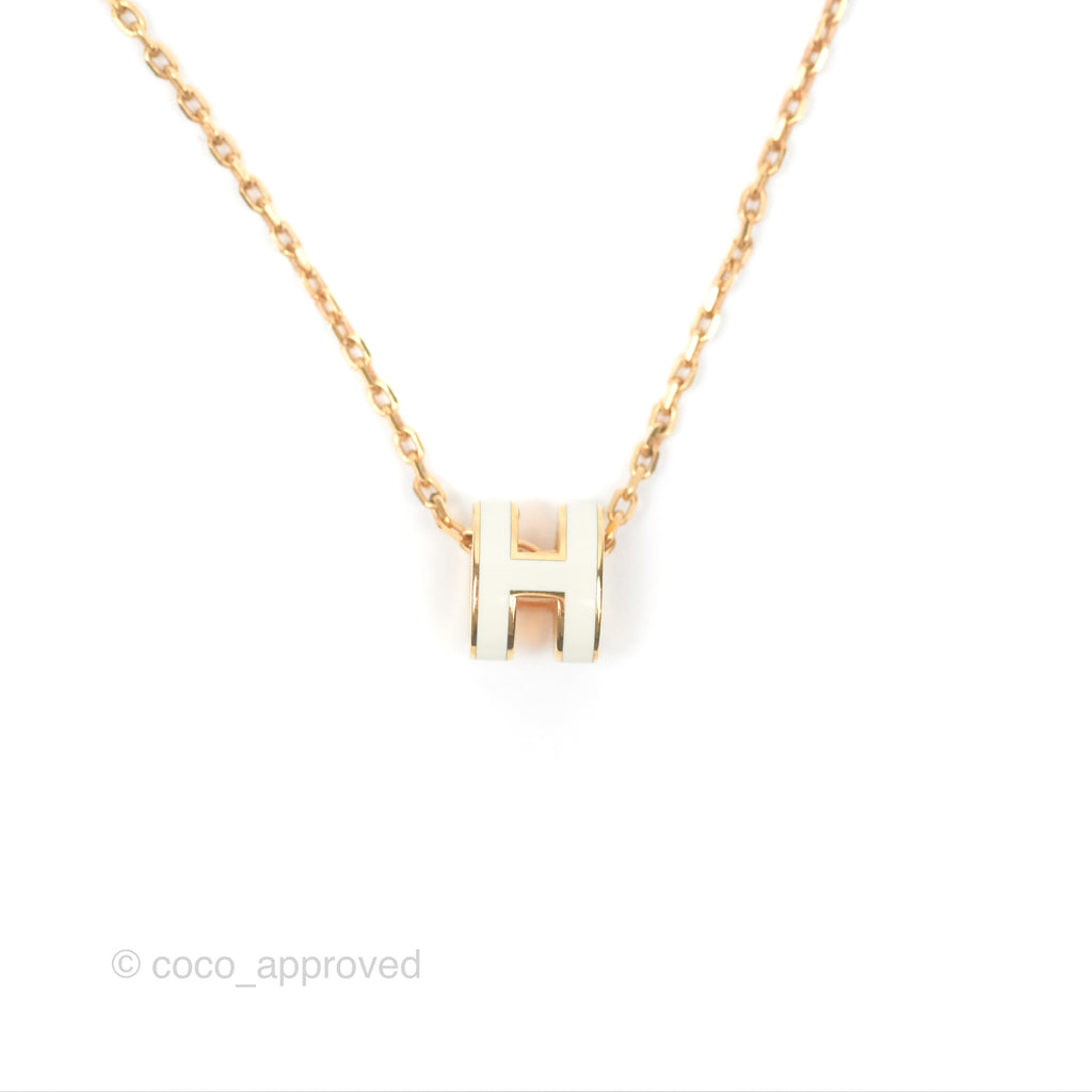 Hermès Mini Pop H Pendant Necklace Blanc Gold Hardware